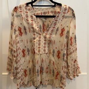 Lucky Brand - Boho 3/4 bell sleeve blouse